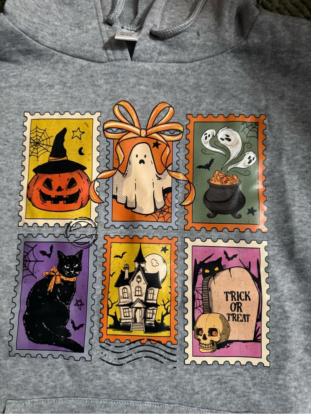 Halloween Postage Stamp Graphic Hoodie Spooky Fall